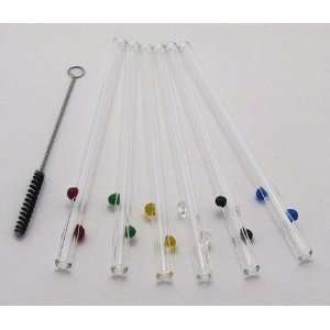  Set of 6 Decorative Dots Drinking Straws w/Brush