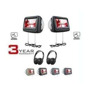  Touch Screen Universal Replacement Headrest Monitors, Twin DVD Combo
