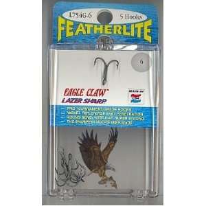  Eagle Claws FeatherLite Lazer Sharp Size 5 Treble Hooks 