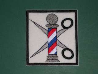 BARBER EMBROIDERED DESIGN 4 JACKET SMOCK SCISSORS PATCH  