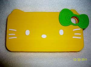 Hello Kitty IPHONE 4 4S Silicone Case Cover Yellow with Green Bow 