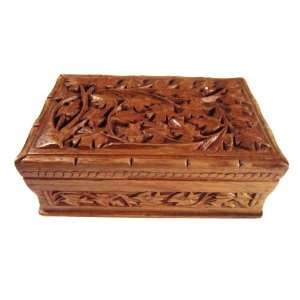  Walnut Wood Jewelry Box With Secret Opening With Leaf 