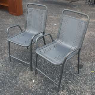 Vintage Industrial Outdoor Metal Arm Chairs  