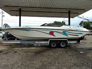   1994 27 FOUNTAIN FEVER 8.1 MERCURY 502HP BANK REPO & ALUM TRAILER