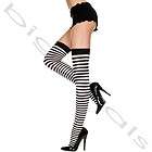   High Stocking Pantyhose Stripe Opaque Hosiery Hi Halloween Sock Nylon