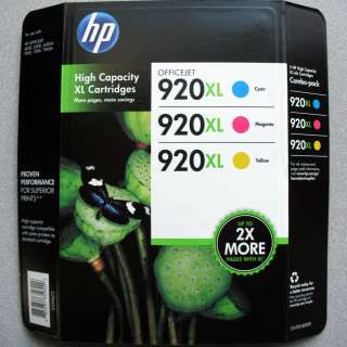 PACK HP GENUINE 920 XL Color Ink (RETAIL BOX) 920XL 6500 6500A 7000 