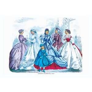  Godeys Fashions for September 1865   16x24 Giclee Fine Art 