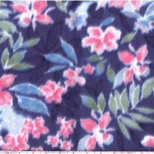  60 Wide Arctic Fleece Hibiscus Soft Navy Fabric By The 