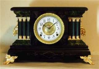 Old Antique Ingraham Black Mantel Shelf Clock 1912 NR  