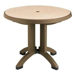  Grosfillex® Pietra 38 Round Folding Table   Bronze Mist 