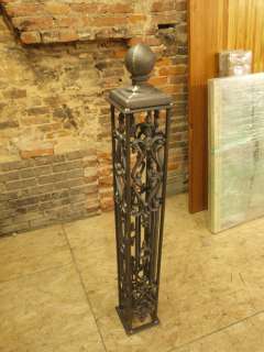 Iron Newel Post Stair Railing Square Ornate GARDEN ARCHITECTURAL CAST 