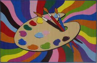 Rainbow Painting Art Colors Learning Kid Nylon Area Rug  