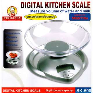 COOKINEX ELECTRONIC DIGITAL KITCHEN SCALE SK 500 WITH BOWL OUNCES 