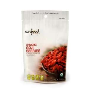 Sunfood Goji Berries, Certified Organic, Non GMO, 2oz  