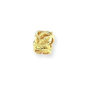   Leaf Charm in Yellow Gold for Pandora and most 3mm Bracelets Jewelry