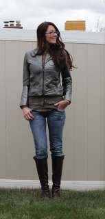NWOT~DOMA~Metallic gray leather jacket~Size M~$597  