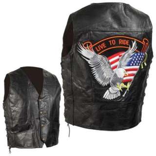 Hand Sewn Pebble Grain Leather Motorcycle, Biker Vest  