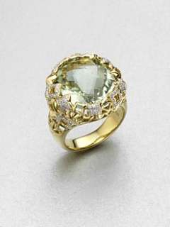 David Yurman   Diamond Accented Prasiolite 18K Gold Ring
