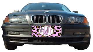   Personalized BLACK PINK polka License Plate Monogram INITIALS CAR TAG