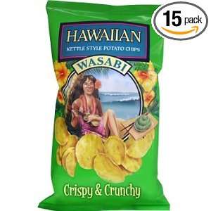 Hawaiian Wasabi Kettle Style Potato Chips, 8.0 Oz Bags (Pack of 15 