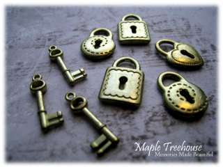 Charms  Vintage Lockets Metal Embellishments (8pcs) Scrapbooking 