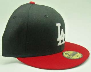 NEW ERA LOS ANGELES DODGERS 5950 CUSTOM RED AND BLACK WITH WHITE LA 