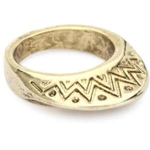  House of Harlow 1960 Gold Plated Etched Mohawk Ring, Size 