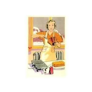  Woman Making Waffles, Art Deco Decorate By Theme Art 