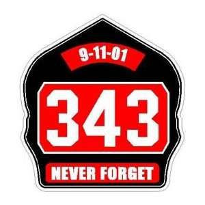  9 11 01 343 Black/Red Helmet Shield Decal Firefighter 