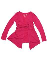 Girls Fuchsia Long Sleeve Super Combed Fabric V neck Cardigan Sweater 