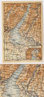 1907 MAP OF LAKE GARDA / LAGO DI GARDA / BENACO / ITALY  