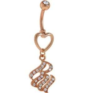  Rocawear Austrian Crystal Heart Rose Belly Ring Jewelry