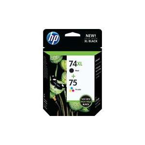  HP 74XL Black & 75 Tri Color Combo Saver Pack Electronics