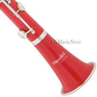 NEW MENDINI RED ABS Bb 17 KEY CLARINET+CASE  