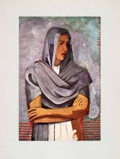 1947 Tipped In Print Rufino Tamayo Portrait Olga Flores Rivas Lavender 