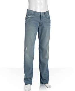 for All Mankind light wash distressed straight leg jeans   