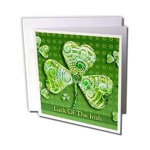   Irish. Chic clovers on green background   Greeting Cards 6 Greeting
