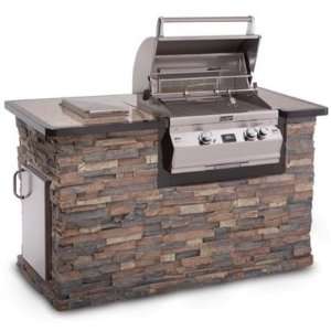  DC430 CS Stacked Stone Grill Island w/ Midnight Copper 