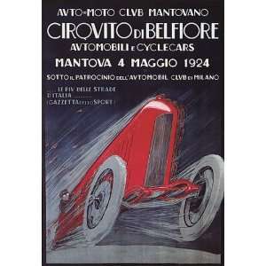   CIRCUIT BELFIORE MANTOVA 1924 MILANO ITALY VINTAGE POSTER CANVAS REPRO