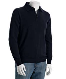 Armani blue cashmere polo collar sweater  