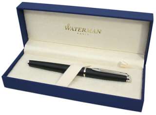 Waterman Hemisphere Fountain Pen, Matte Black, Chrome Trim, Medium nib