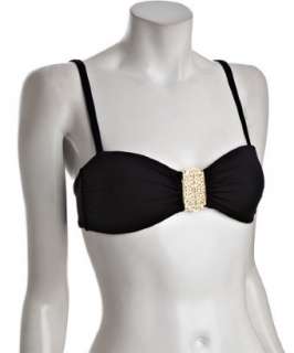 style #315074901 black shirred ornament detail convertible bandeau 