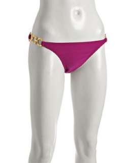 Shoshanna plum solid side link bikini bottoms  