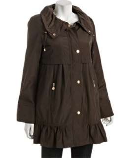 Betsey Johnson brown ruffle detail hooded drawstring jacket   
