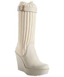 Gucci white wool knit and leather Lockhart wedge boots   up 