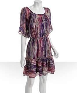 Cynthia Steffe purple silk chiffon abstract pixelation Olivia dress 