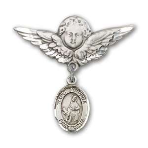   Baby Badge with St. Dymphna Charm and Angel w/Wings Badge Pin Jewelry