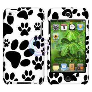 Dog Paw+Zebra Hard Plastic Case+LCD Film for iPod Touch 4 4th Gen 8GB 