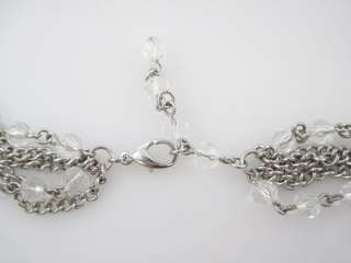  are bidding on a NEW DESIGNER Silver Tone Glass Bead Multi Necklace 