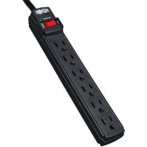   Protector Strip 6 Outlet 6 Feet Cord 360 Joules   Black Electronics